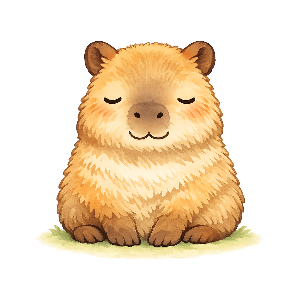 Peaceful watercolor capybara
